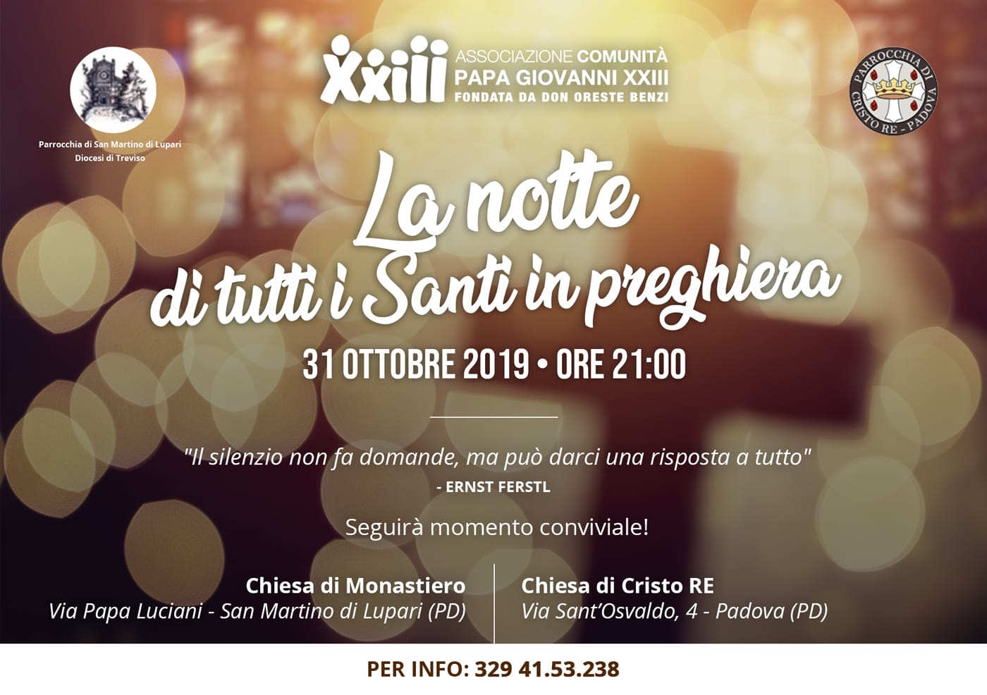 La notte di tutti i santi in preghiera - 31 Ottobre 2019 - PADOVA