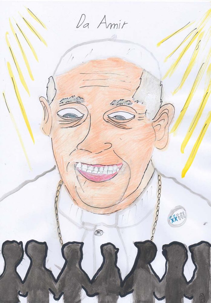 disegno di Amir per Papa Francesco