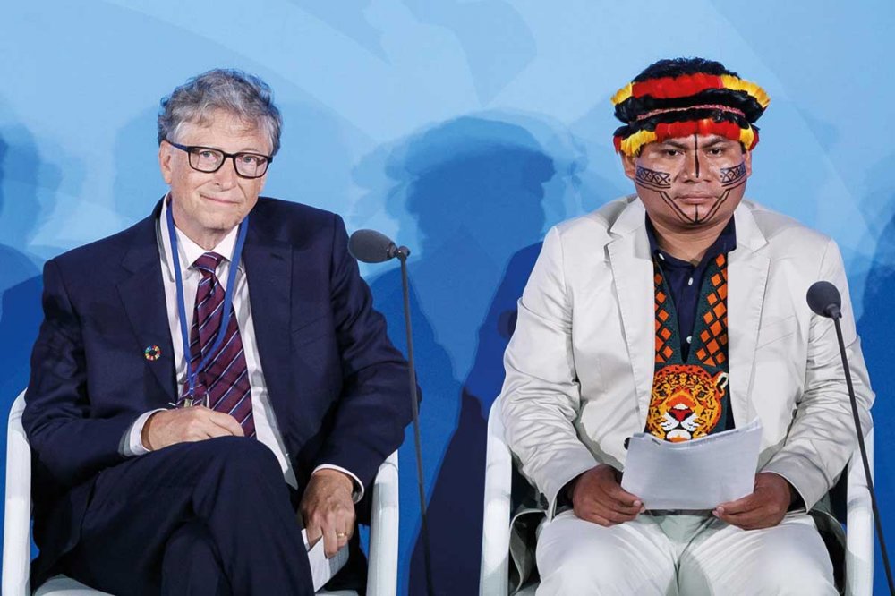 Bill Gates e il leader degli indigeni dell'Amazzonia Tuntiak Katan
