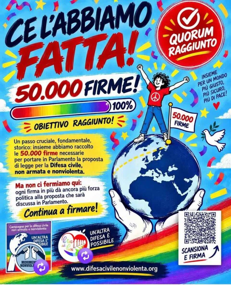 Un'altra difesa è possibile: raggiunto il quorum per la legge di iniziativa popolare
