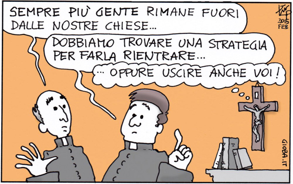 Vignetta dialogo tra due sacerdoti 