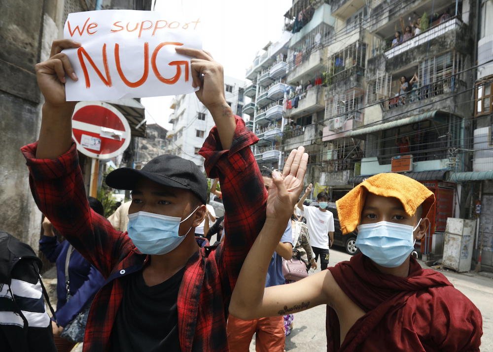 protesta cartello Myanmar