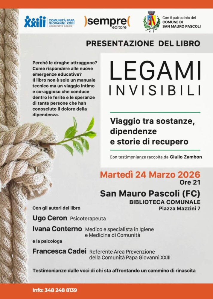 Dipendenze e storie di recupero. Un incontro a San Mauro Pascoli