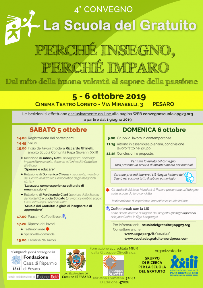 Locandina Convegno scuola del gratuito Pesaro