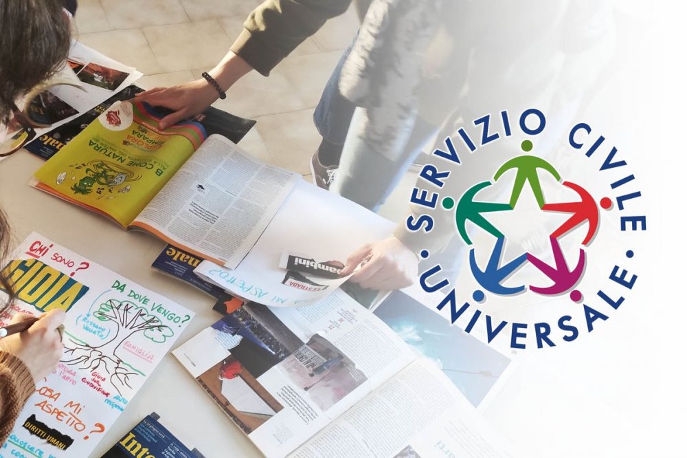 rassegna stampa e logo del servizio civile universale